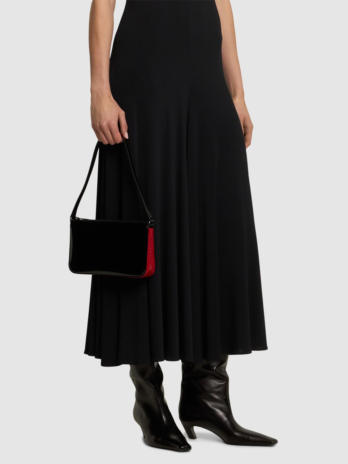 Shop Christian Louboutin Mini Loubila Crystal Shoulder Bag In 黑色