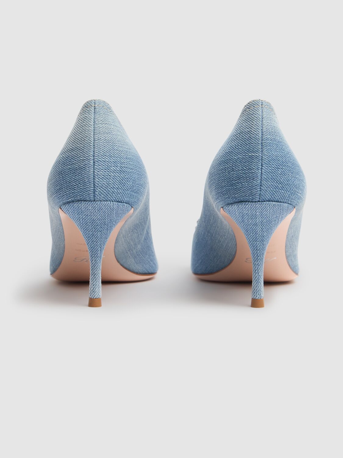 Roger Vivier 65mm Flower Crystal & Denim Pumps In Denim