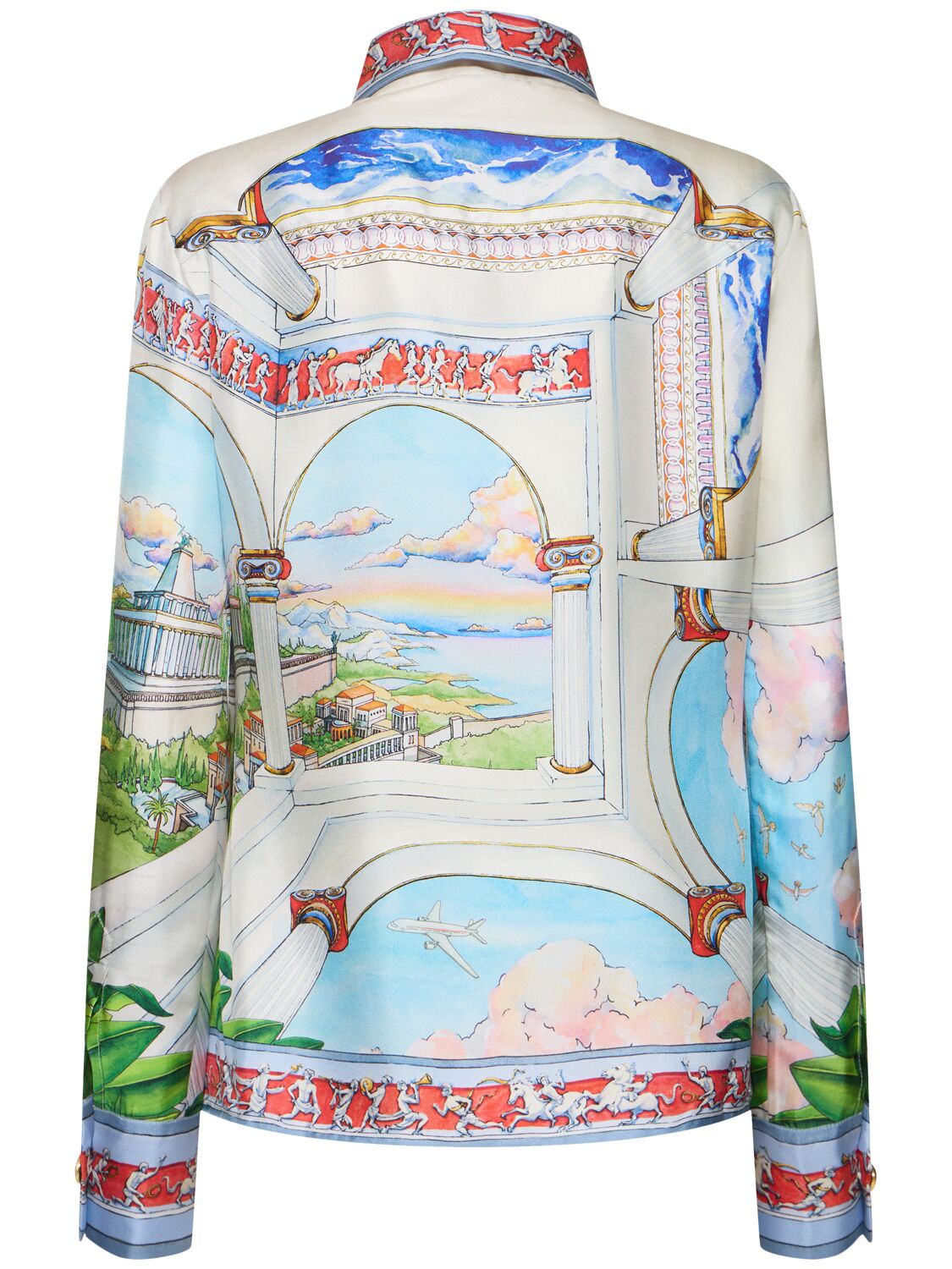 Casablanca Womens Le Passage Cuban-collar Silk Shirt In Multicolor