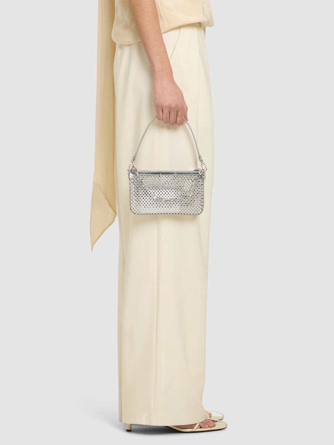 Christian Louboutin Mini Loubila Crystal Shoulder Bag In 银色