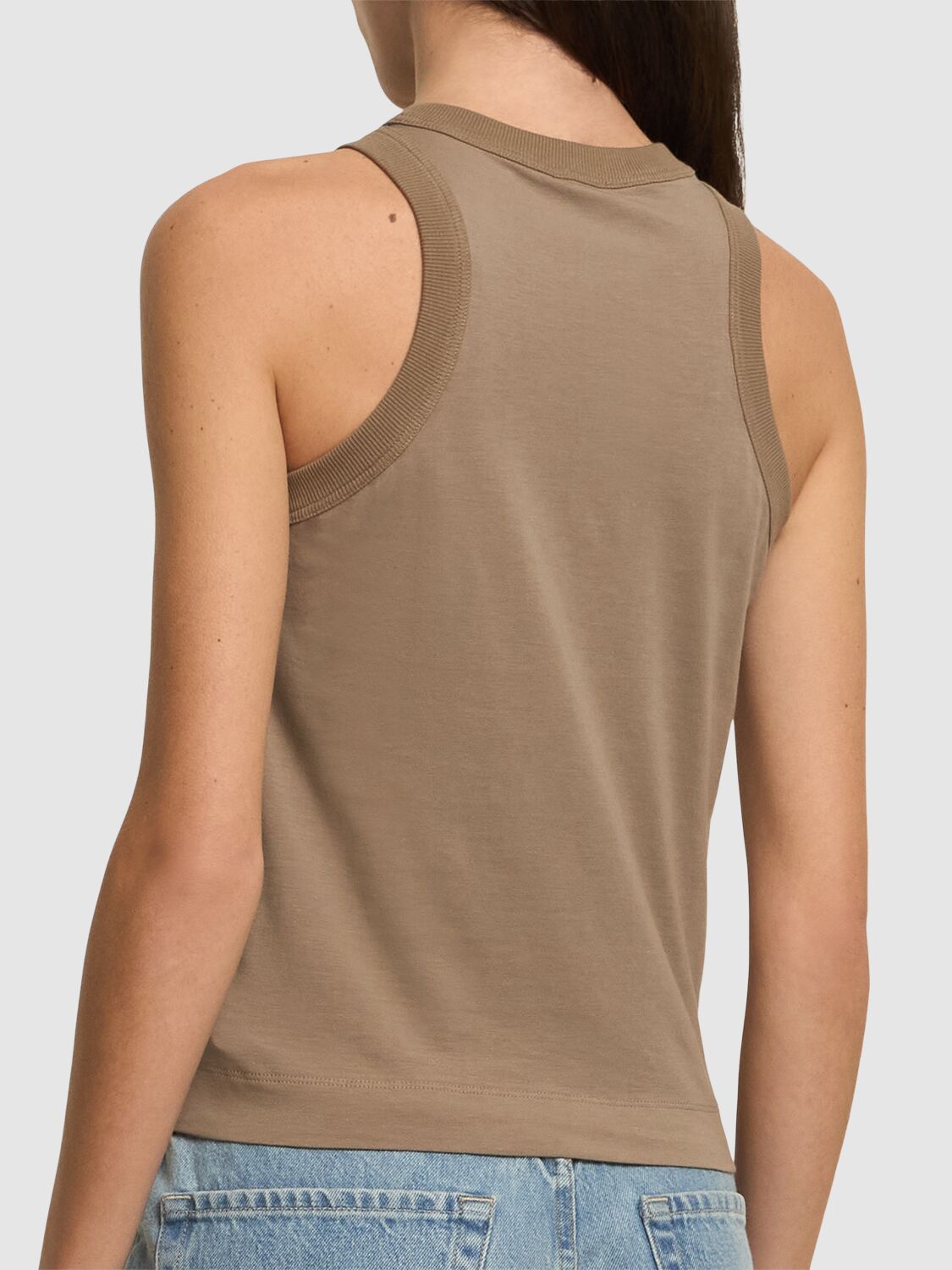 Brunello Cucinelli Stretch Jersey Tank Top In Brown
