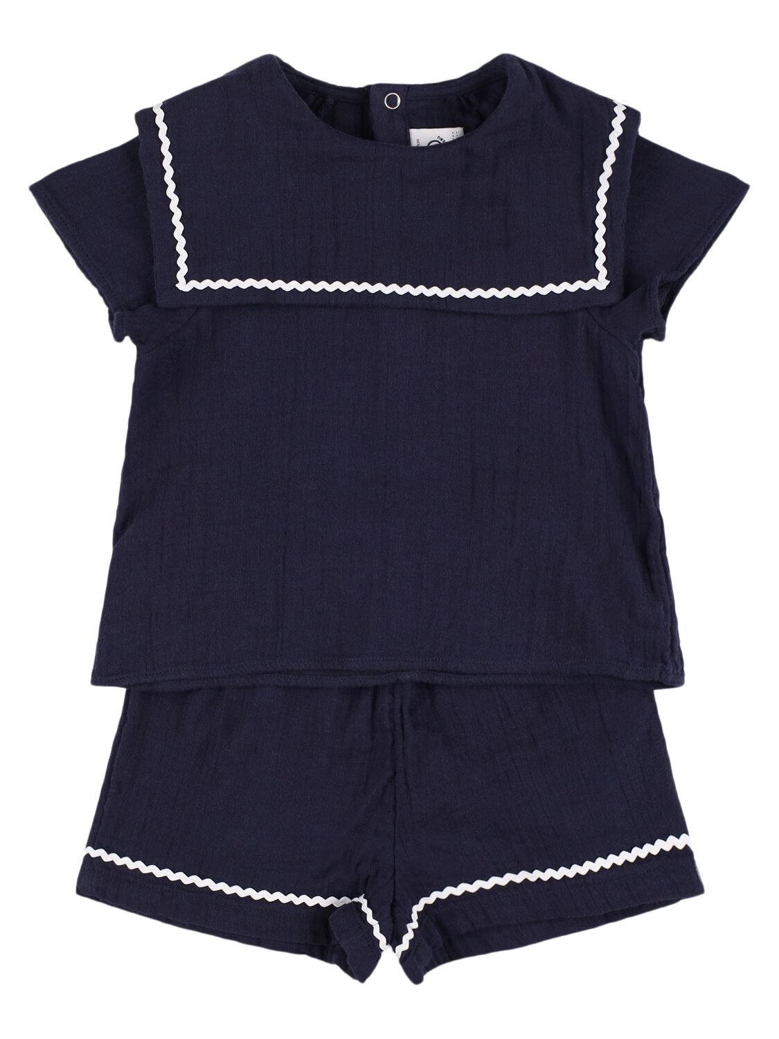 Petit Bateau Sailor Cotton Jersey Top & Shorts In Blue