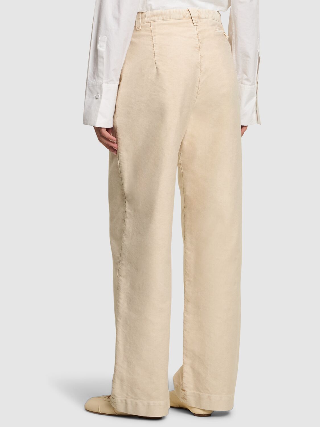 Maison Margiela Mid Rise Cotton Wide Pants In Ivory