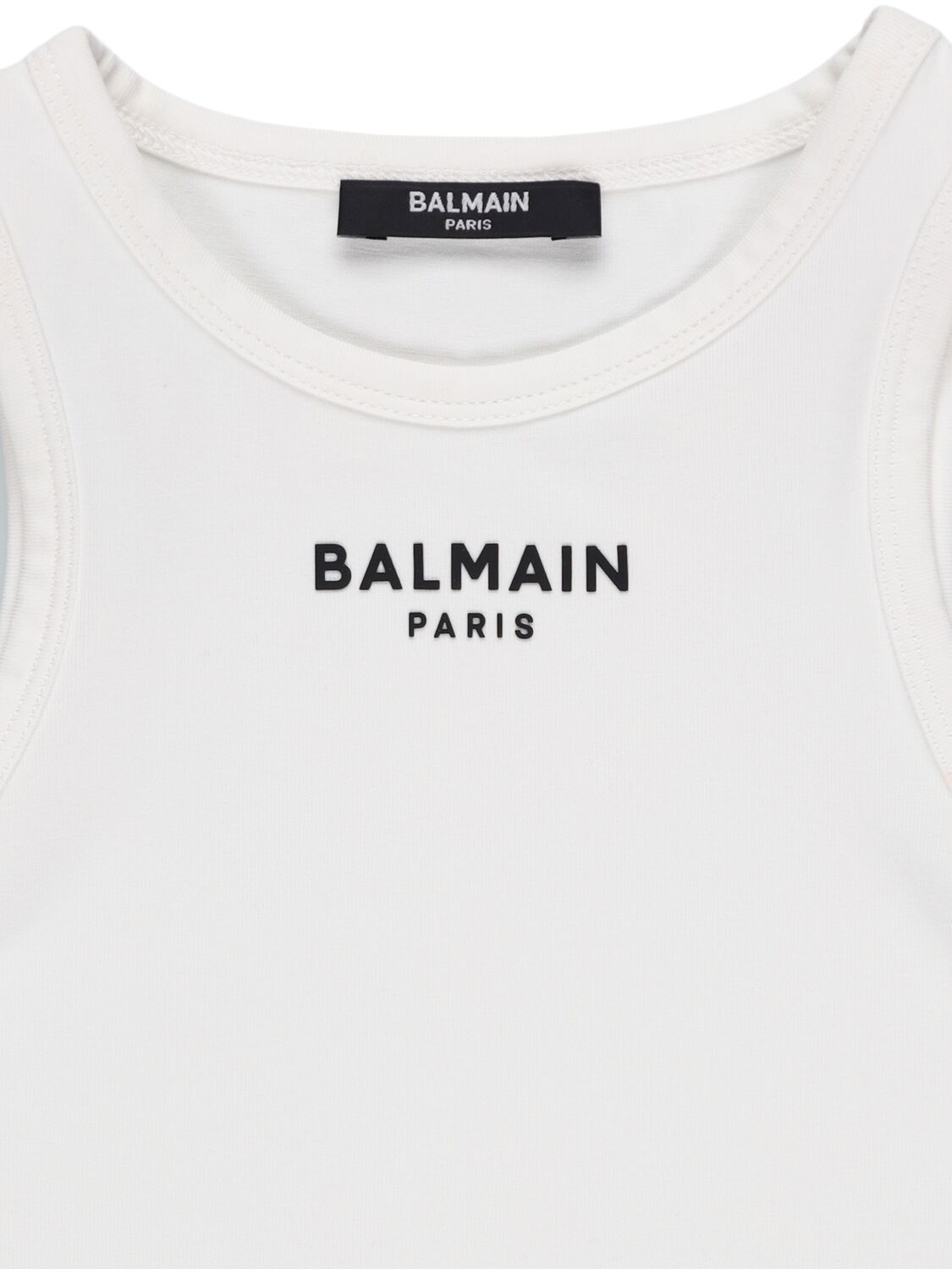 Balmain Logo Cotton Jersey Tank Top In White