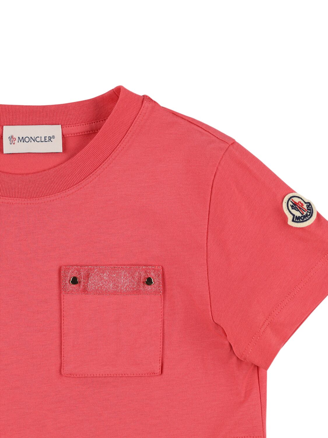 Moncler Pocket Detail Cotton T-shirt In Coral Pink