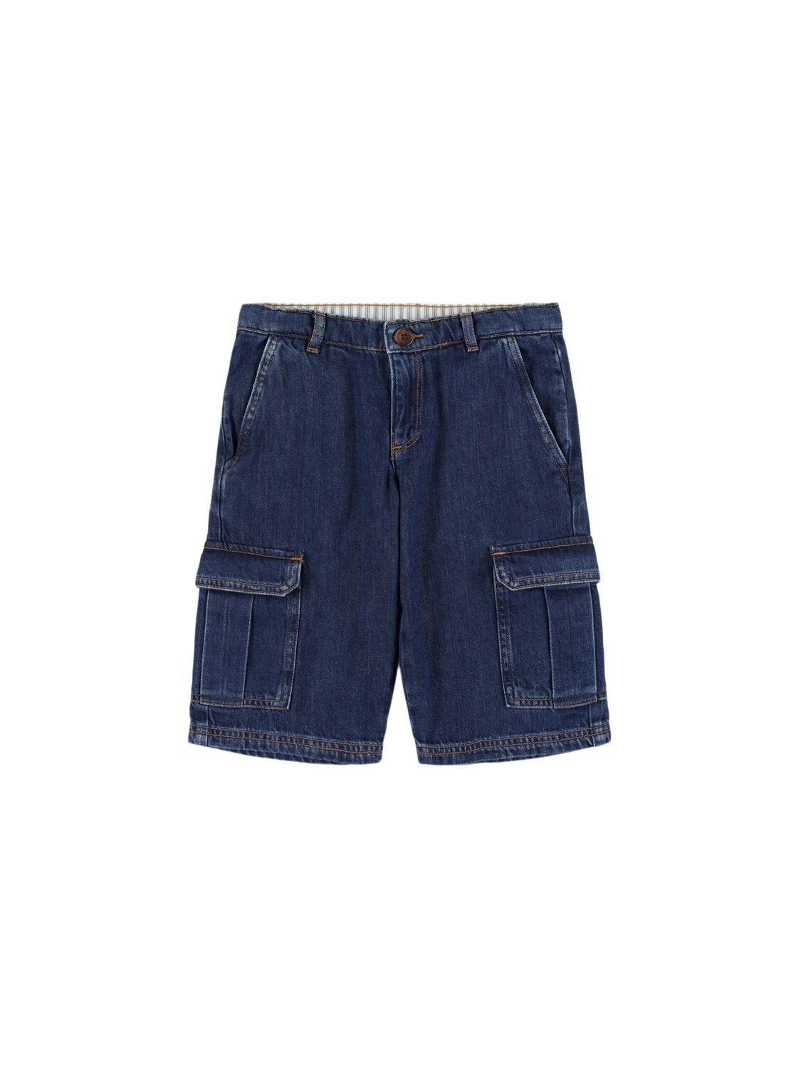 Bonpoint Cotton Denim Shorts In Blue