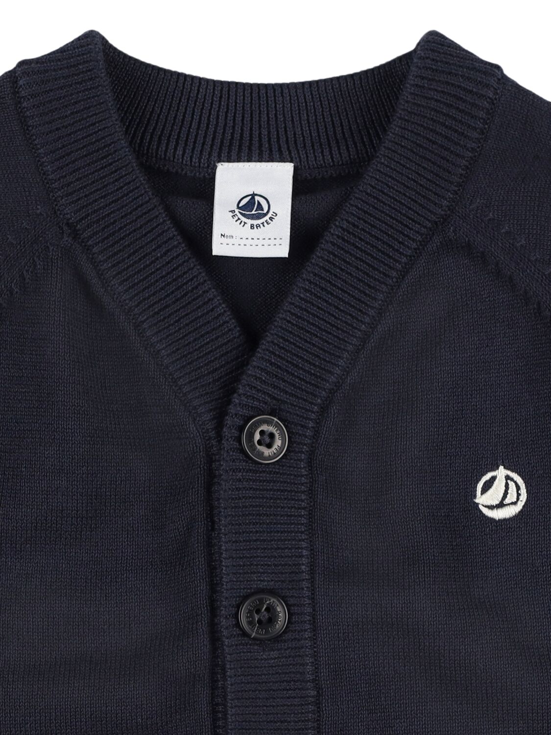 Petit Bateau Cotton Knit Cardigan In Blue