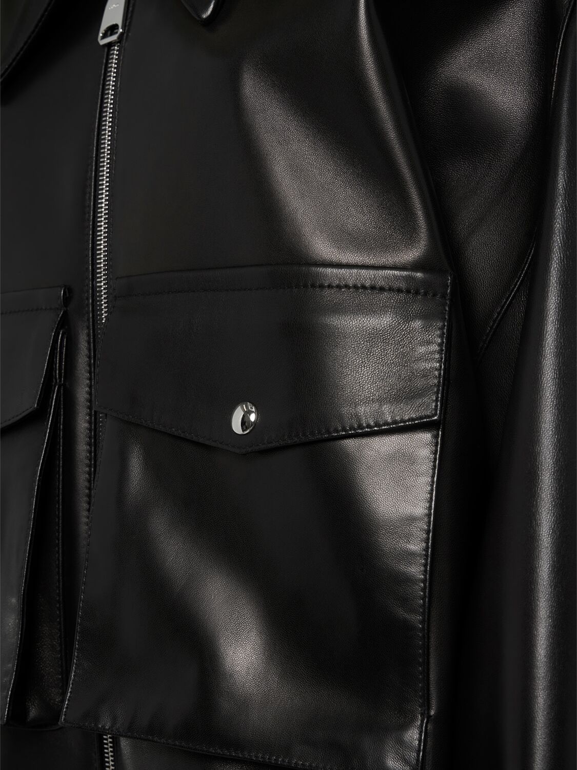Khaite Owey Zip-up Leather Jacket In Black