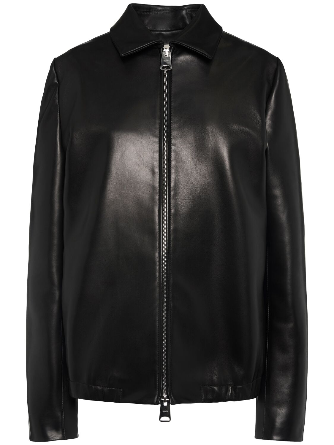 Khaite Grizzo Oversized Leather Collared Jacket In Black