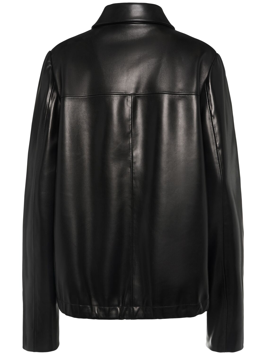 Khaite Grizzo Oversized Leather Collared Jacket In Black