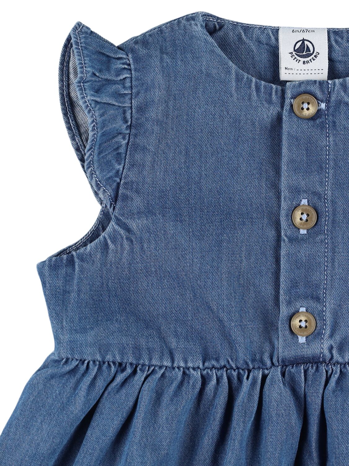 Petit Bateau Cotton Denim Dress In Blue