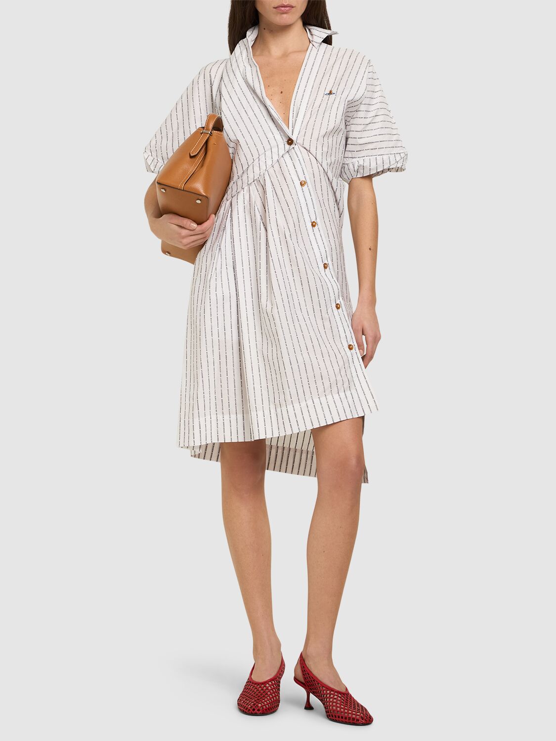 Shop Vivienne Westwood Natalia Asymmetric Poplin Shirt Dress In White
