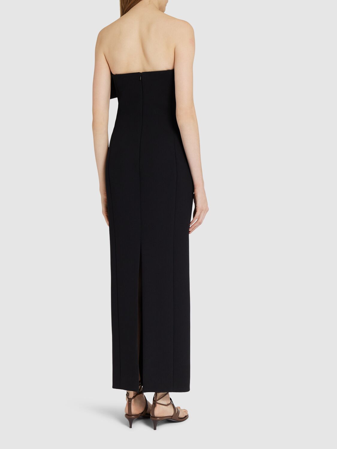 Khaite Cato Double Face Crepe Long Dress In Black
