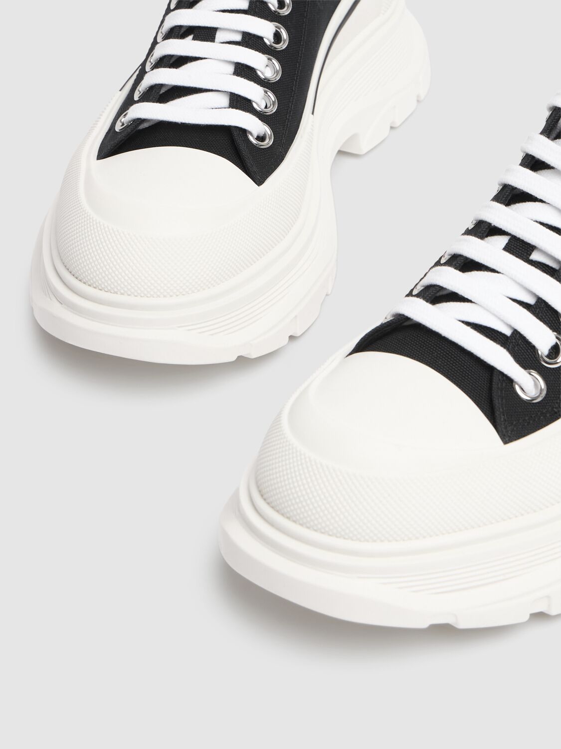 Shop Alexander Mcqueen 45mm Tread Slick Lace-up Sneakers In Black,white