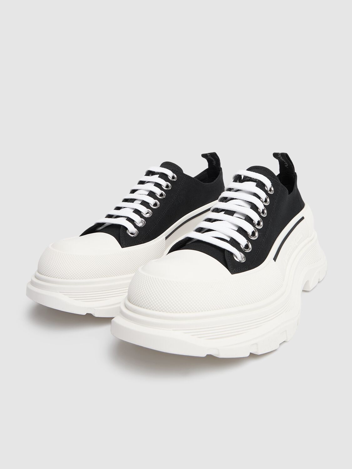Shop Alexander Mcqueen 45mm Tread Slick Lace-up Sneakers In Black,white