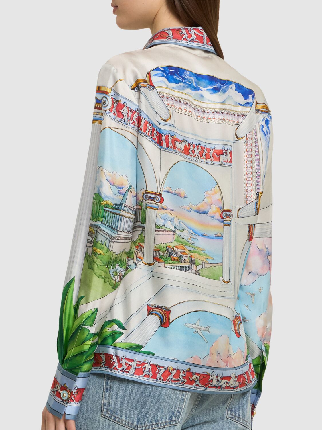 Casablanca Womens Le Passage Cuban-collar Silk Shirt In Multicolor