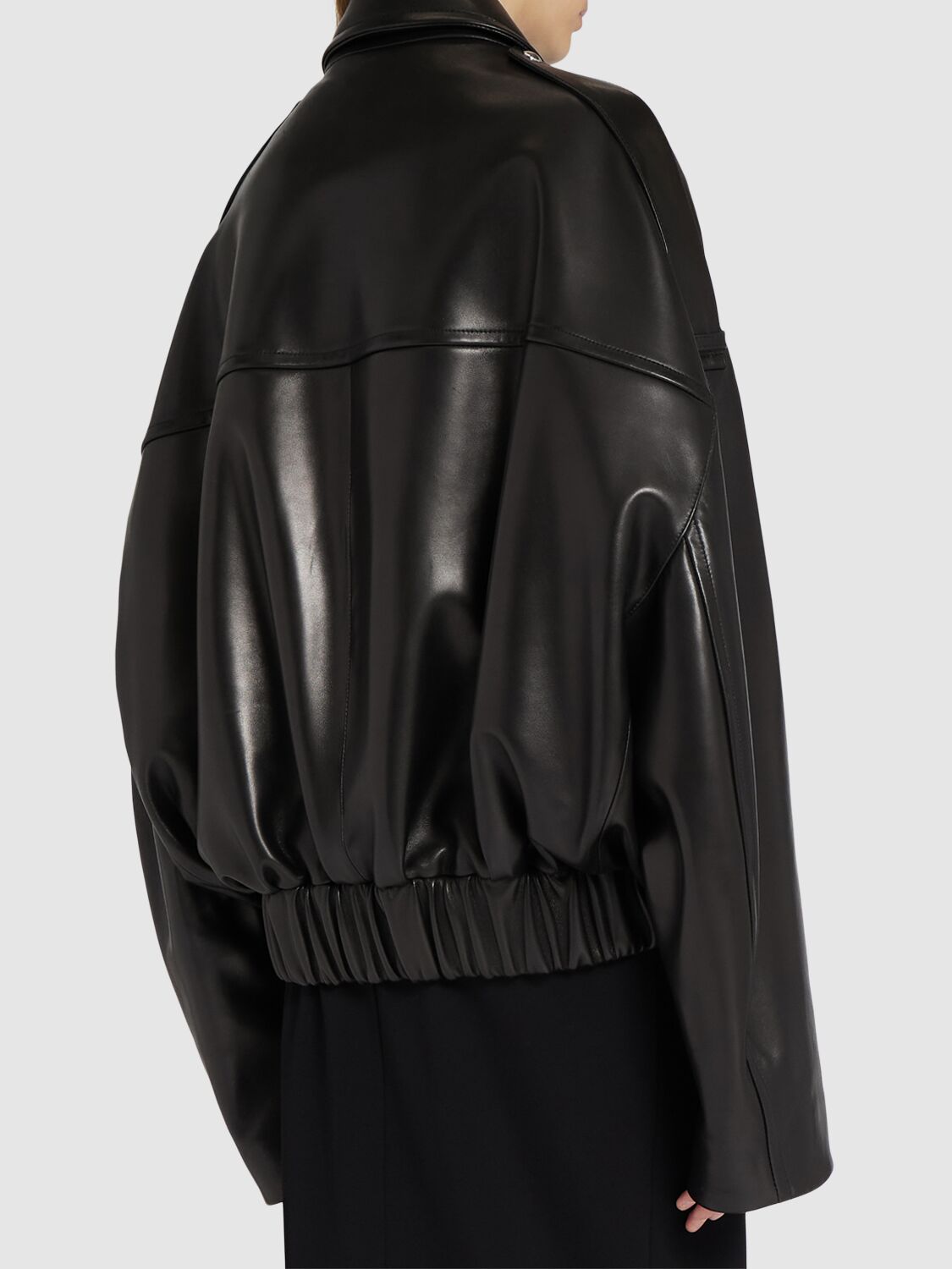 Khaite Owey Zip-up Leather Jacket In Black