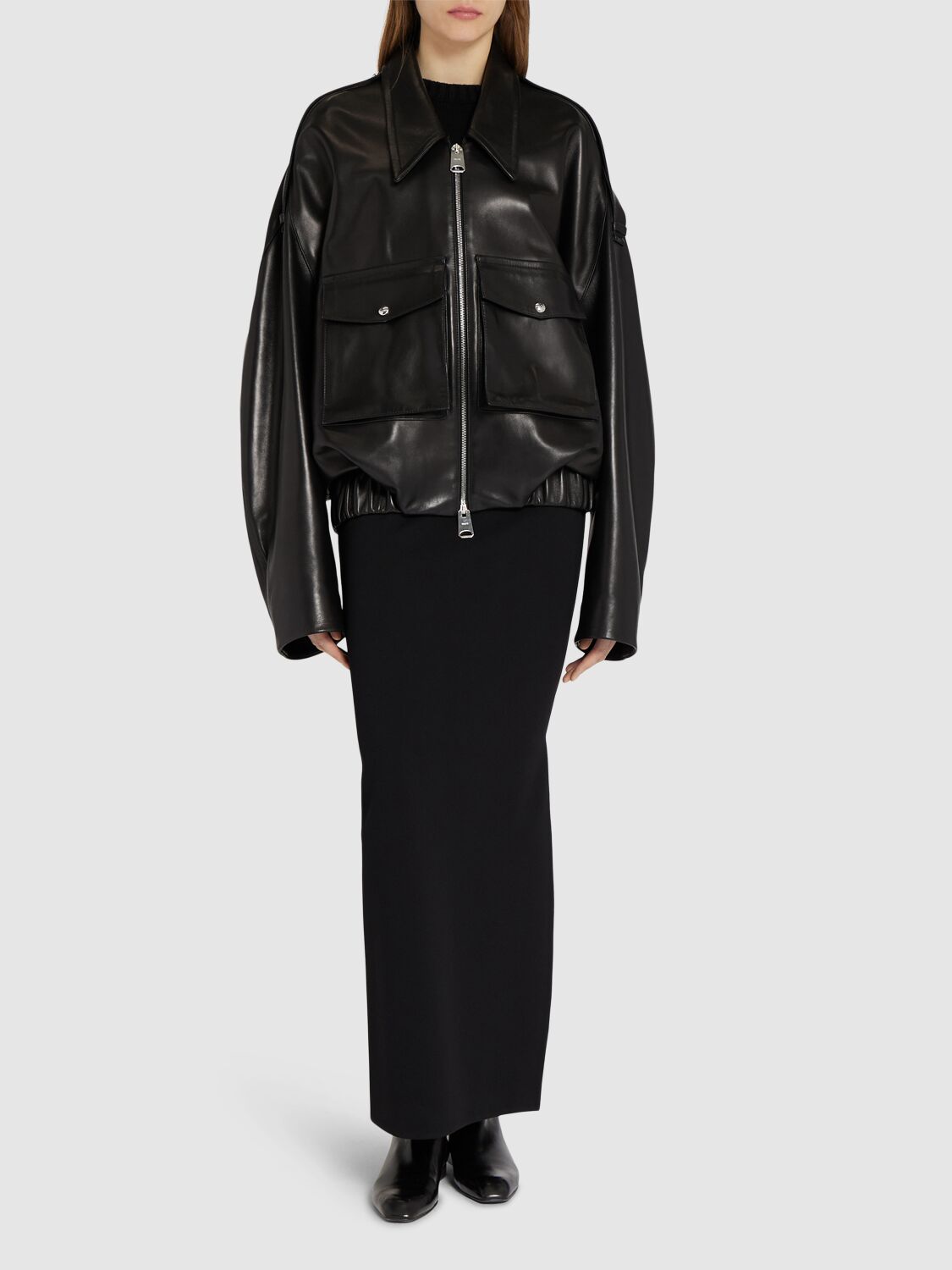 Khaite Owey Zip-up Leather Jacket In Black