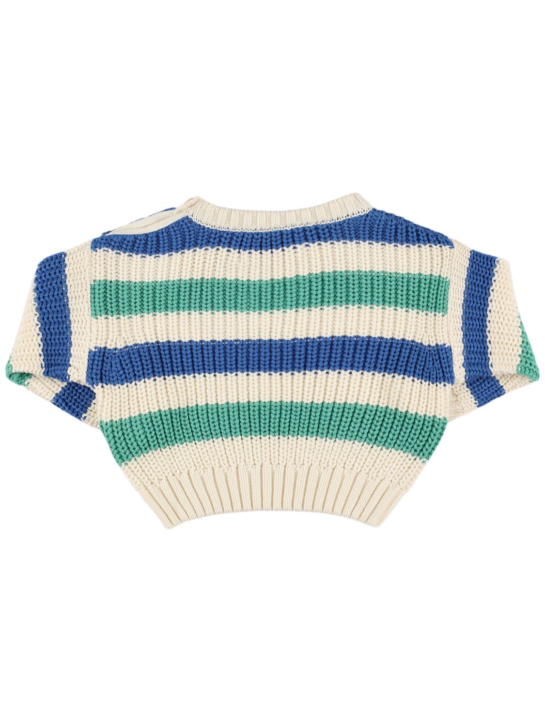 The New Society Striped Cotton Knit Sweater In White/green