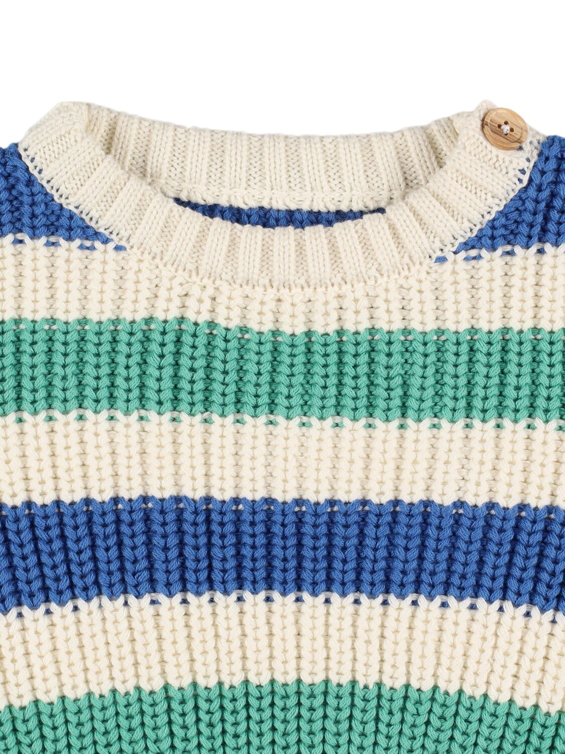 The New Society Striped Cotton Knit Sweater In White/green