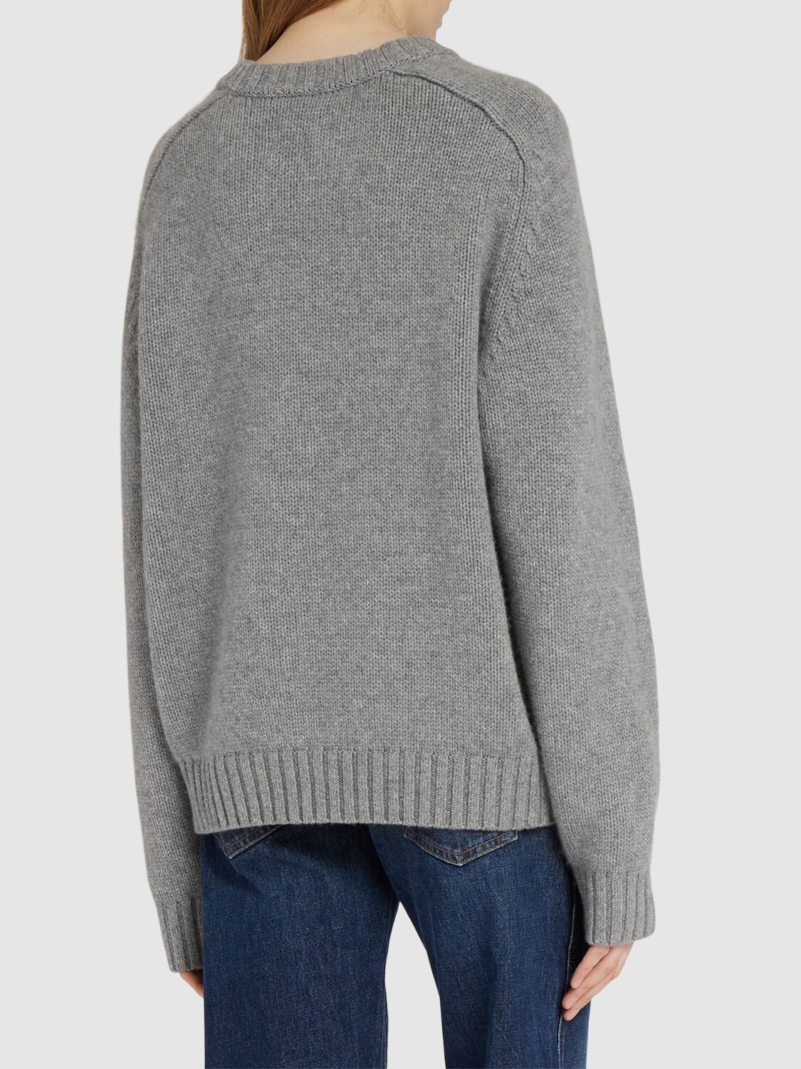 Khaite Mae Cashmere Crewneck Sweater In Gray