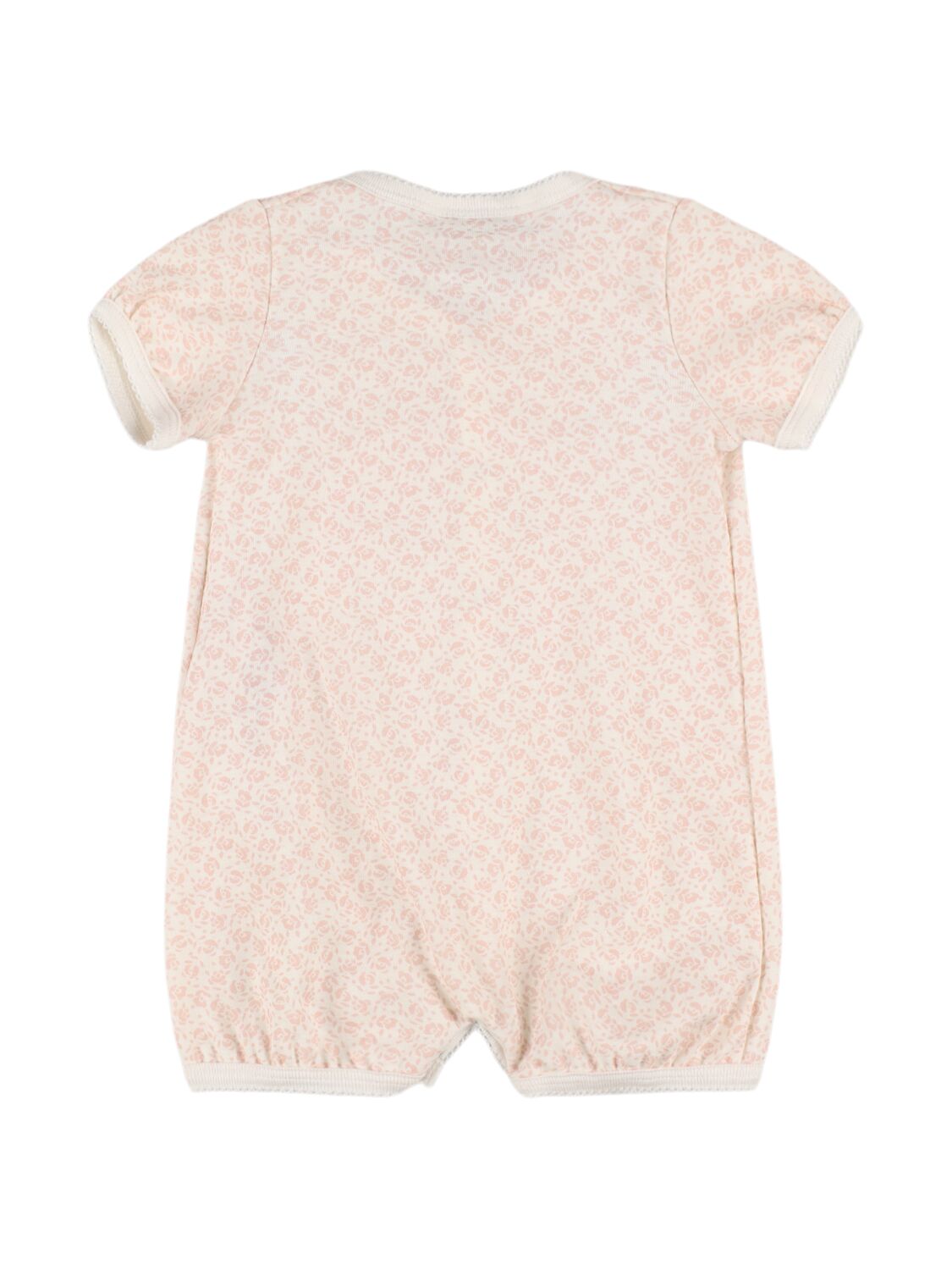 Petit Bateau Printed Cotton Jersey Romper In Pink/white
