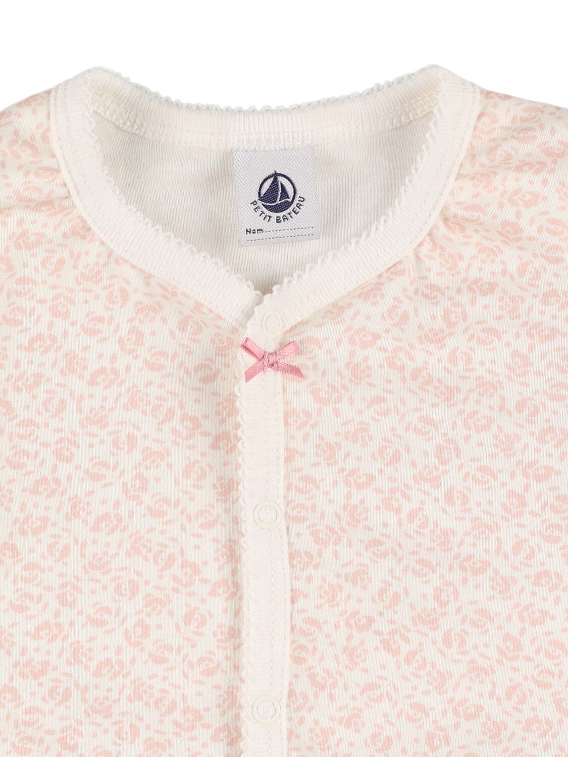 Petit Bateau Printed Cotton Jersey Romper In Pink/white