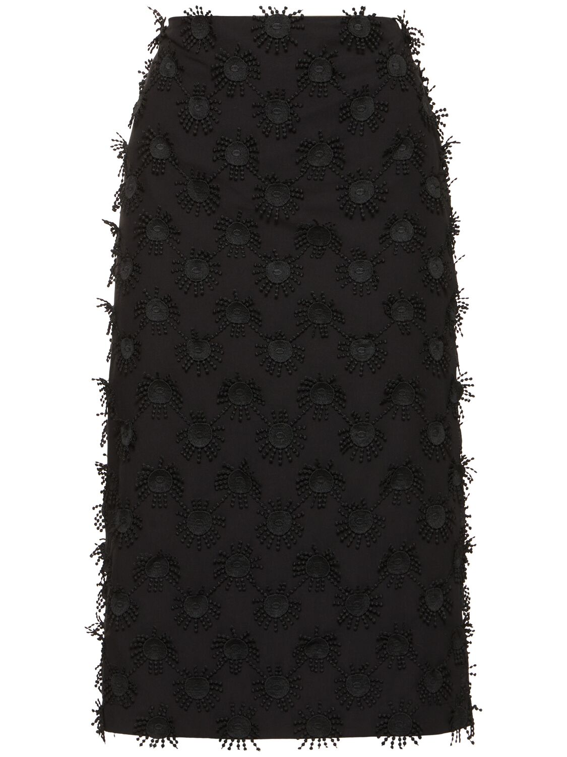 Msgm Cotton Blend Midi Skirt In Black