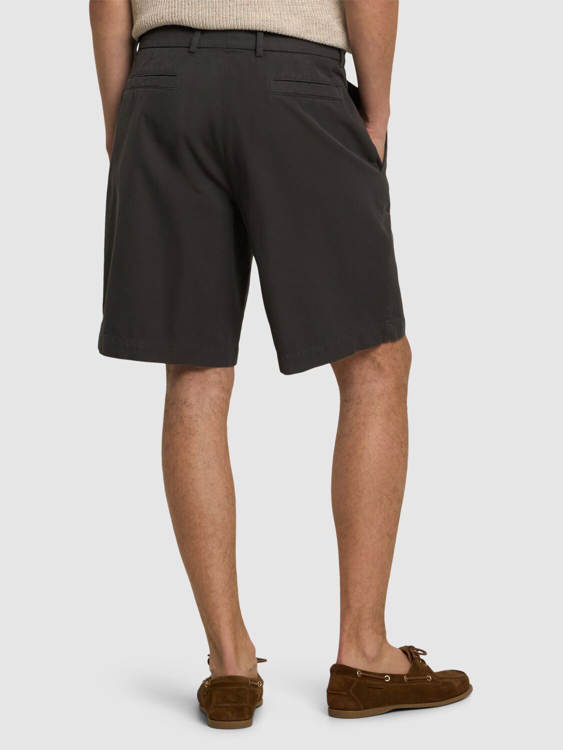 Brunello Cucinelli Cotton Twill Bermuda Shorts In Caffe
