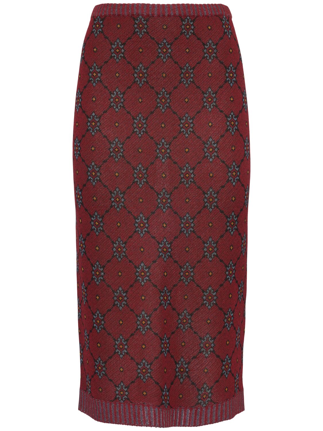 Etro A-line Viscose Blend Knitted Midi Skirt In Red