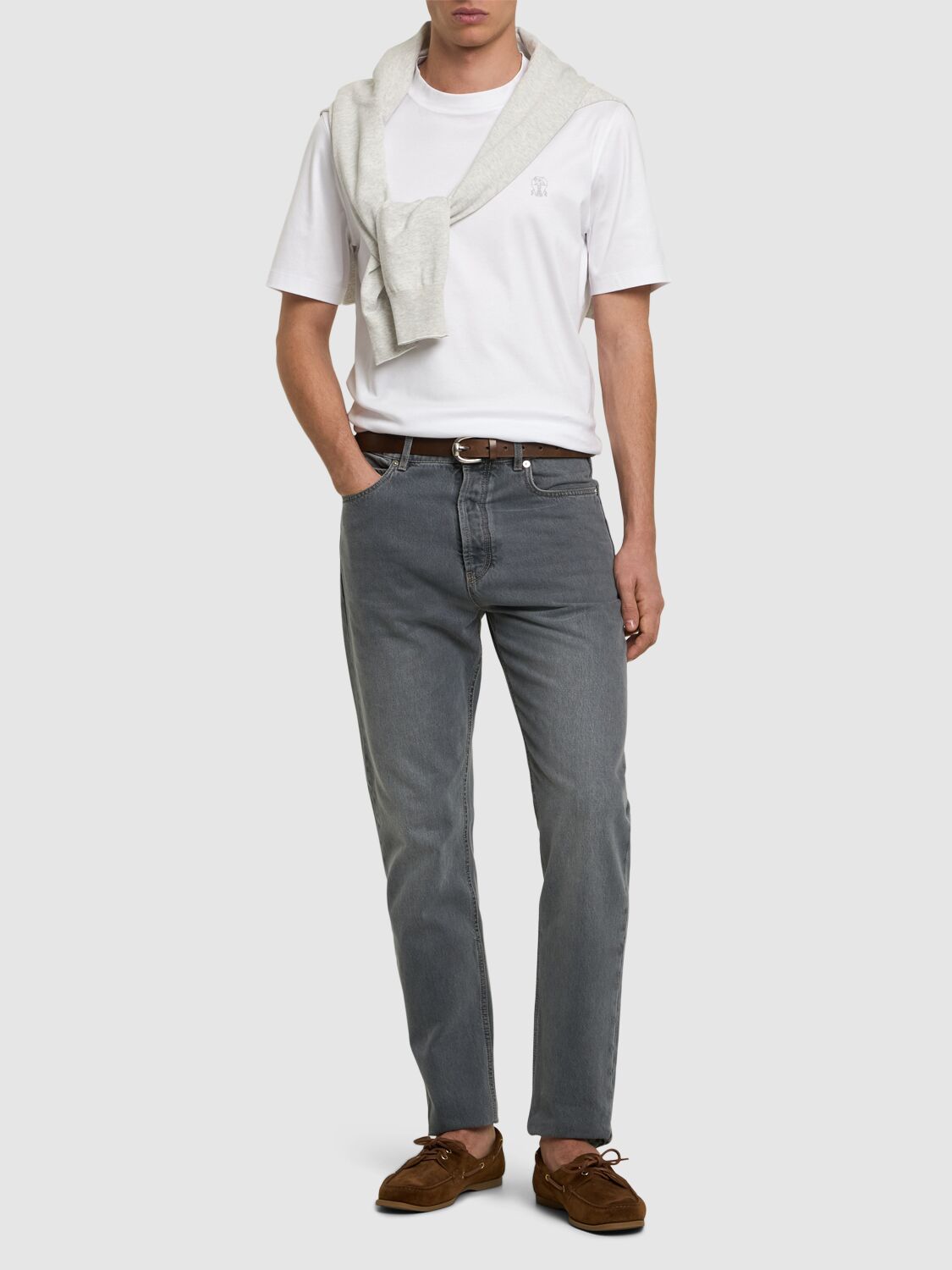 Brunello Cucinelli Cotton Jersey Logo T-shirt In White