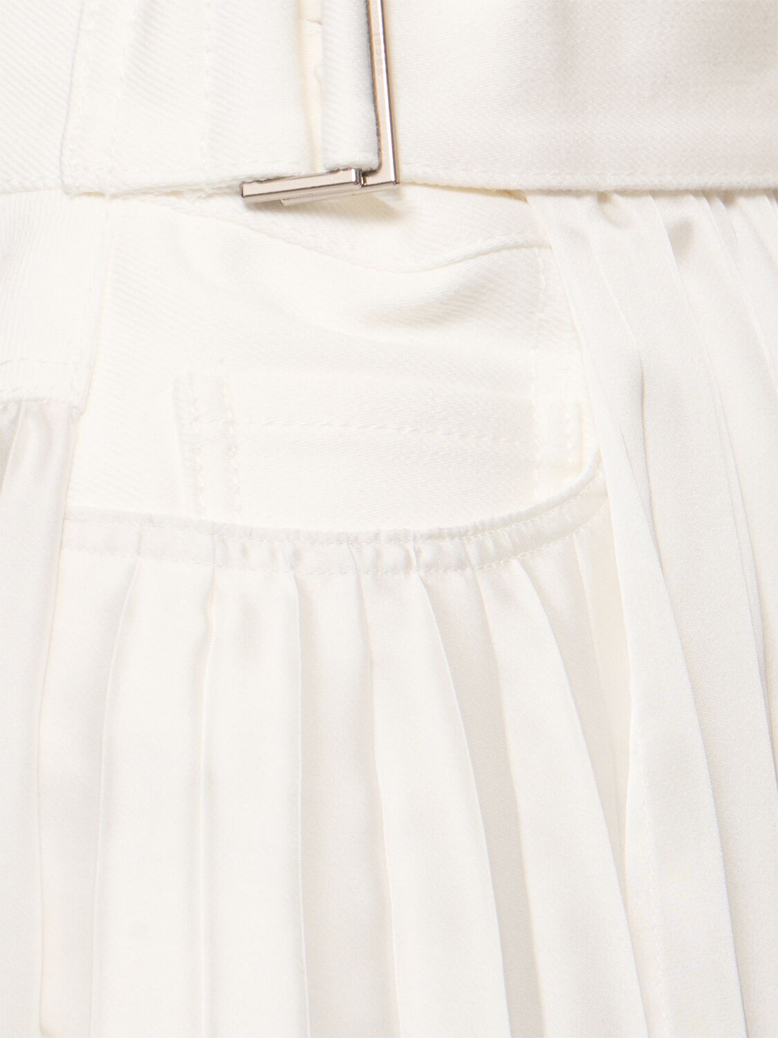 Sacai Denim Mix Midi Skirt In Off White
