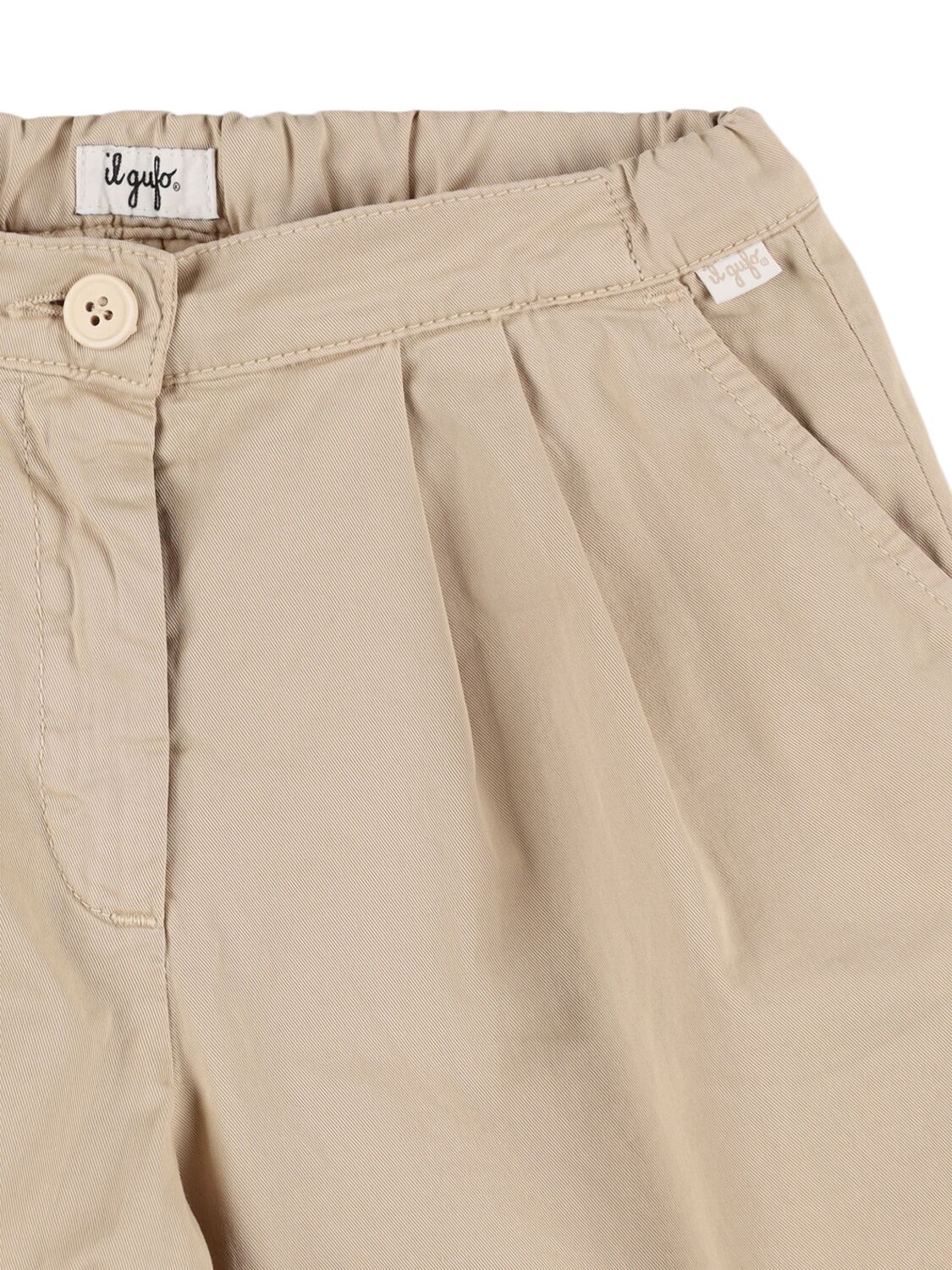 Il Gufo Stretch Cotton Drill Shorts In Beige