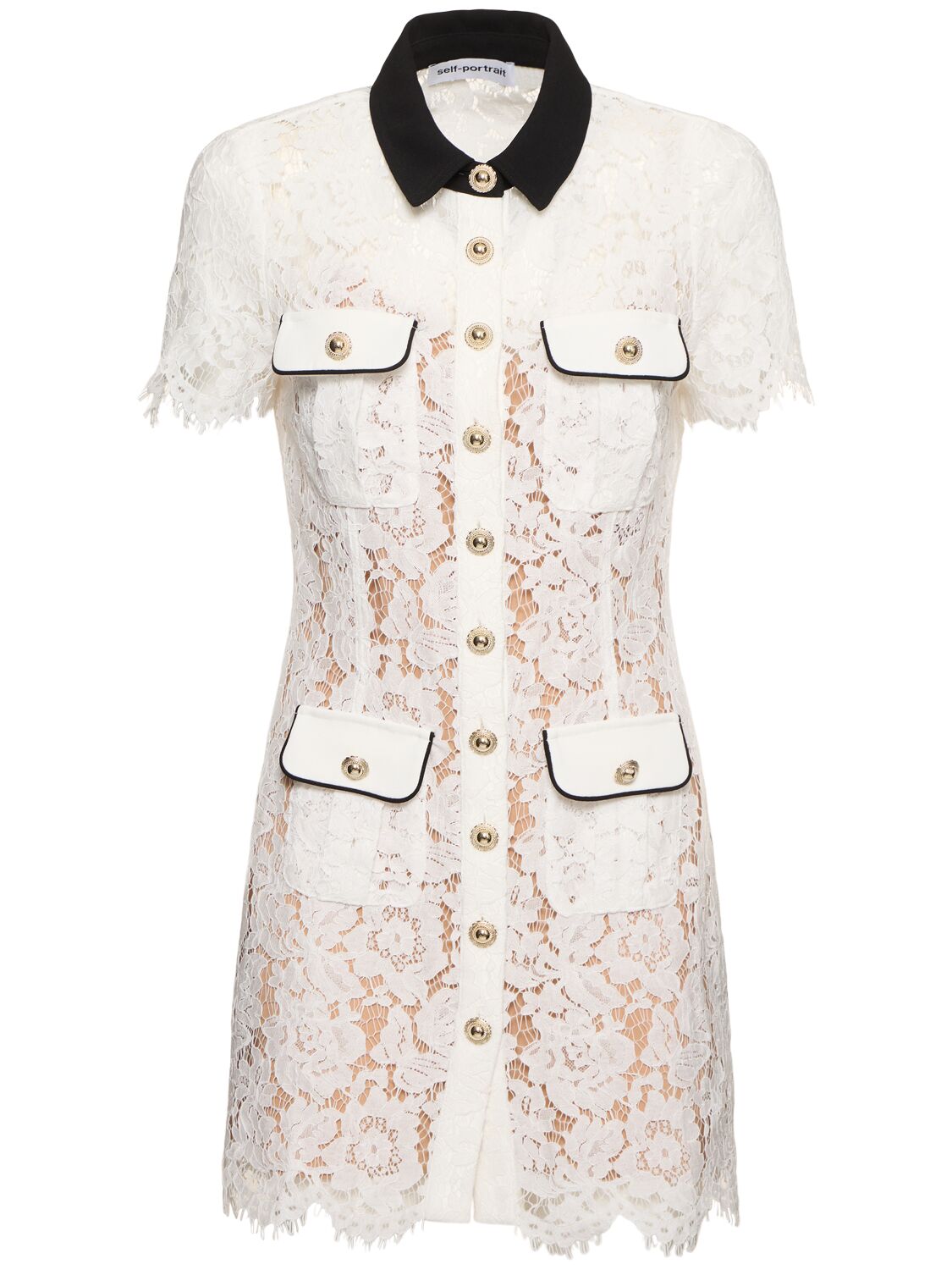 Self-portrait Floral Lace Mini Shirtdress