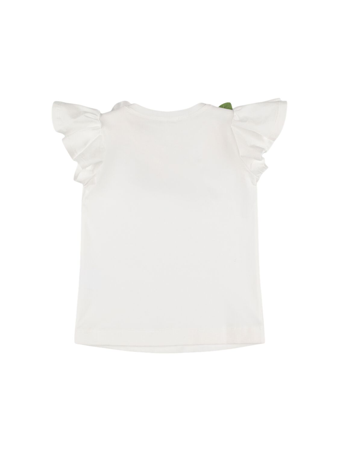 MONNALISA COTTON BLEND JERSEY T-SHIRT W/ APPLIQUÉ 