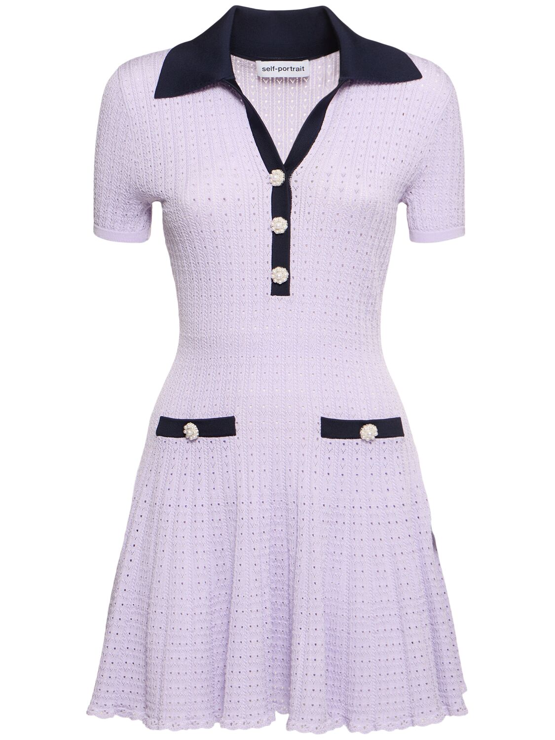 Self-portrait Mini Dress In Openwork Mesh