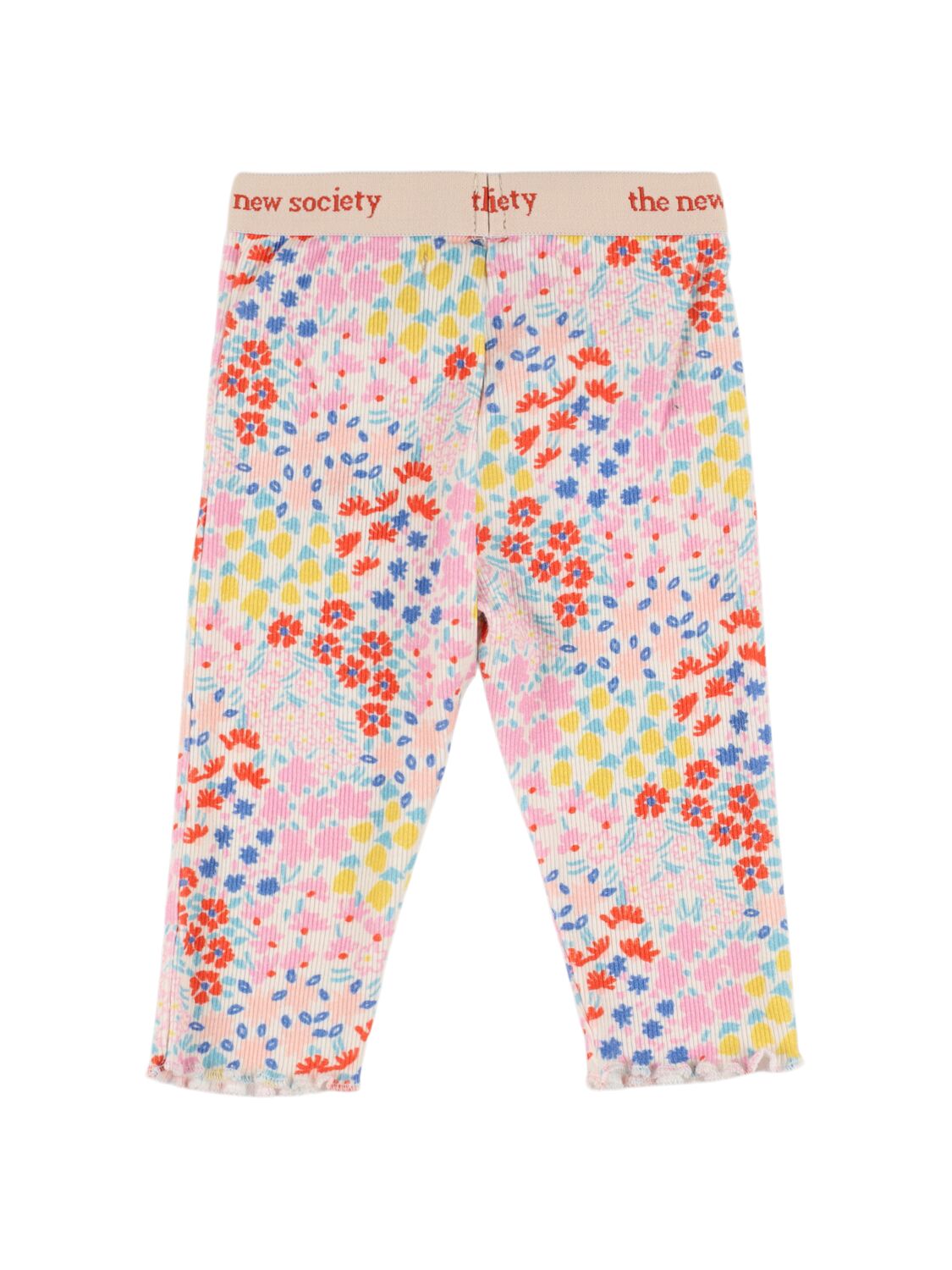 Shop The New Society Printed Cotton Leggings In Pink/multi