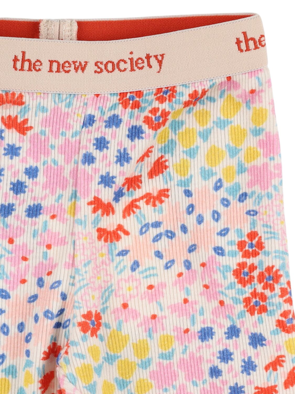 Shop The New Society Printed Cotton Leggings In Pink/multi