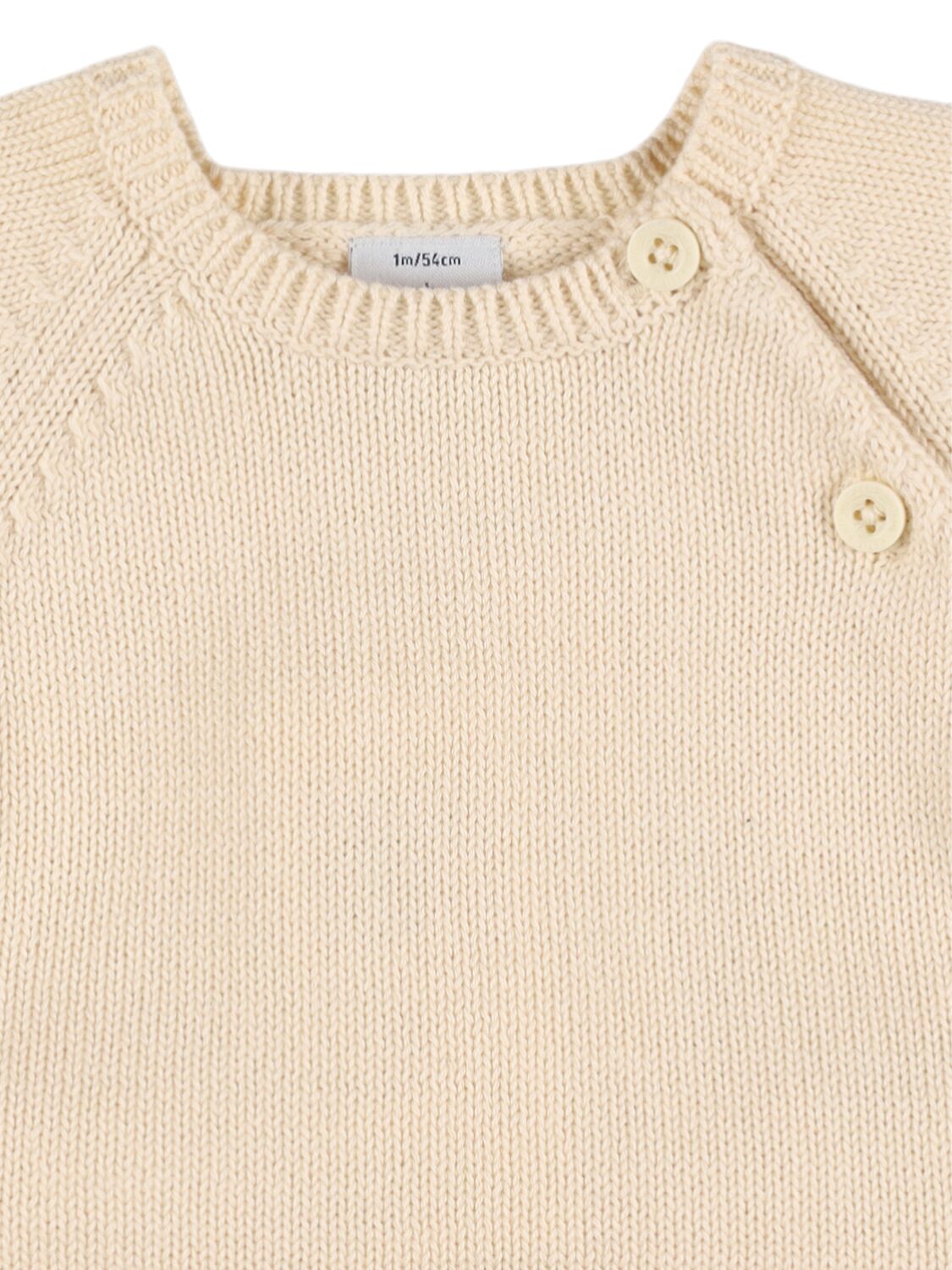 Petit Bateau Printed Cotton Knit Sweater & Pants In Cream