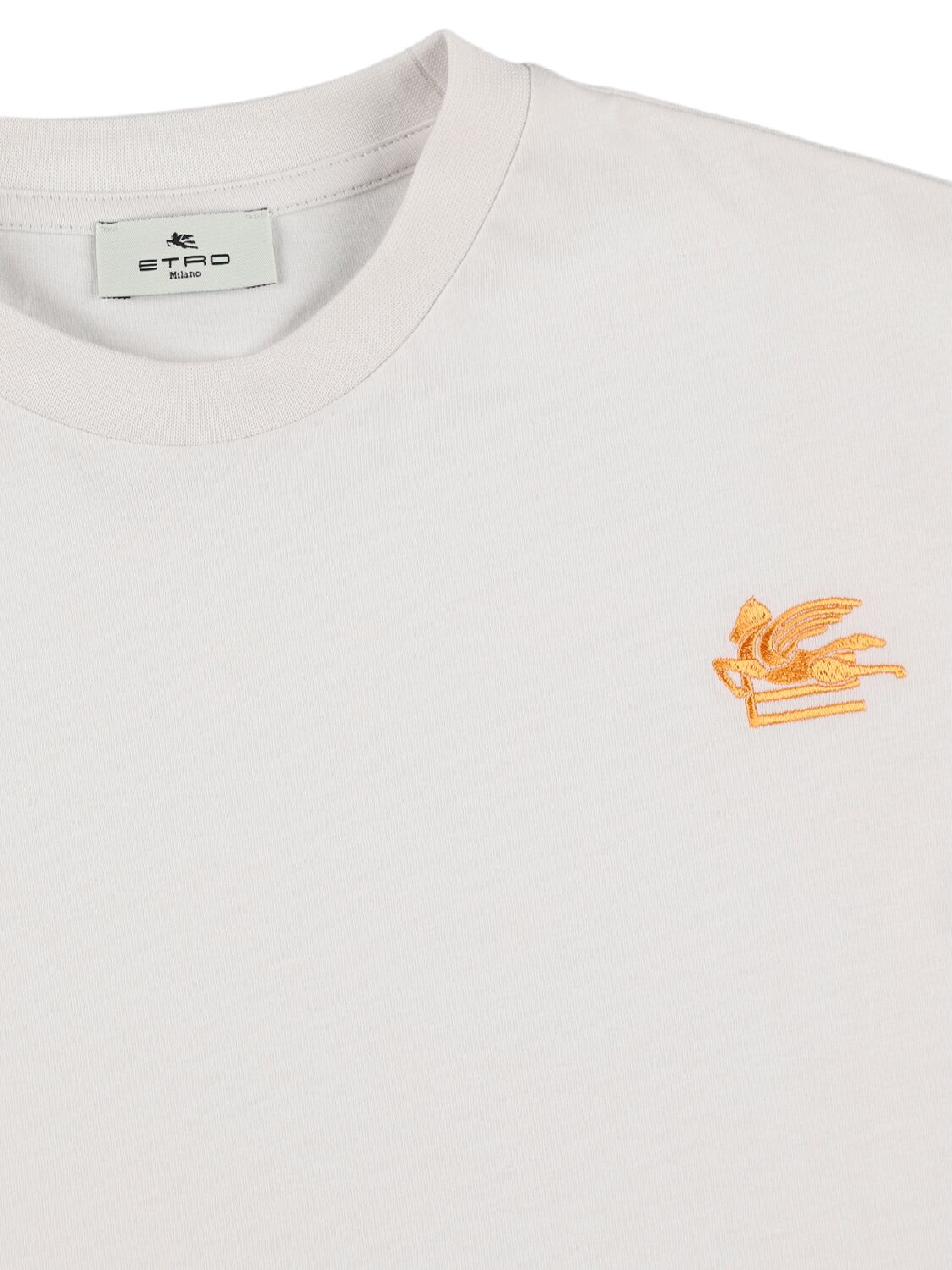 Etro Embroidered Cotton Jersey T-shirt In White/orange