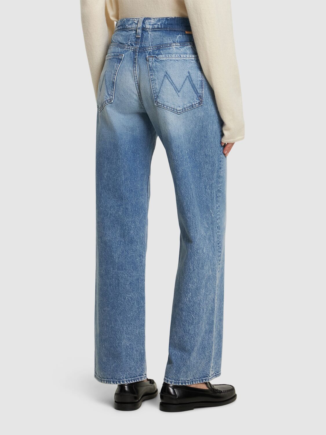 Mother Lil Dodger Button Sneak Jeans In Blue