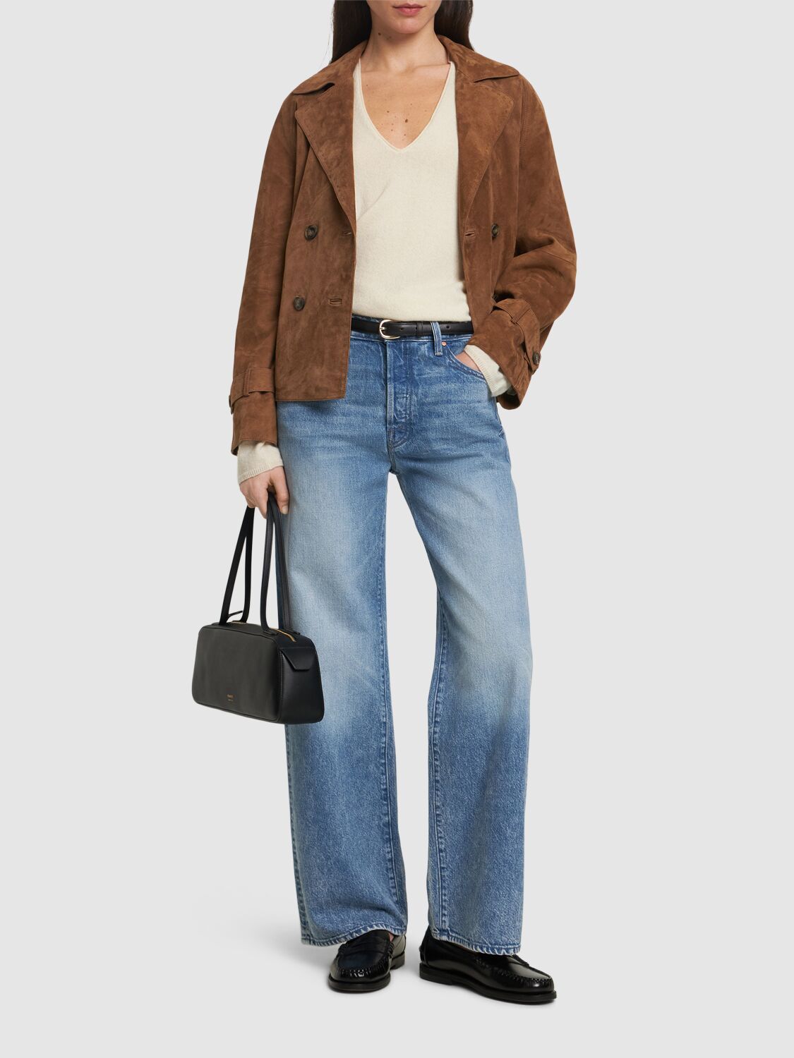 Mother Lil Dodger Button Sneak Jeans In Blue