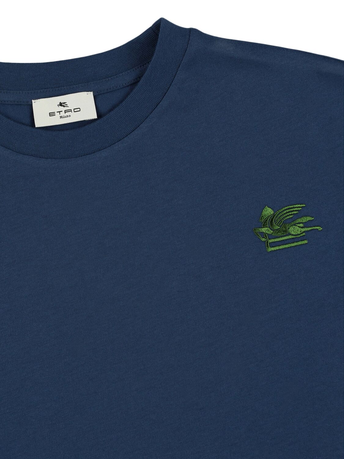 Etro Embroidered Cotton Jersey T-shirt In Blue