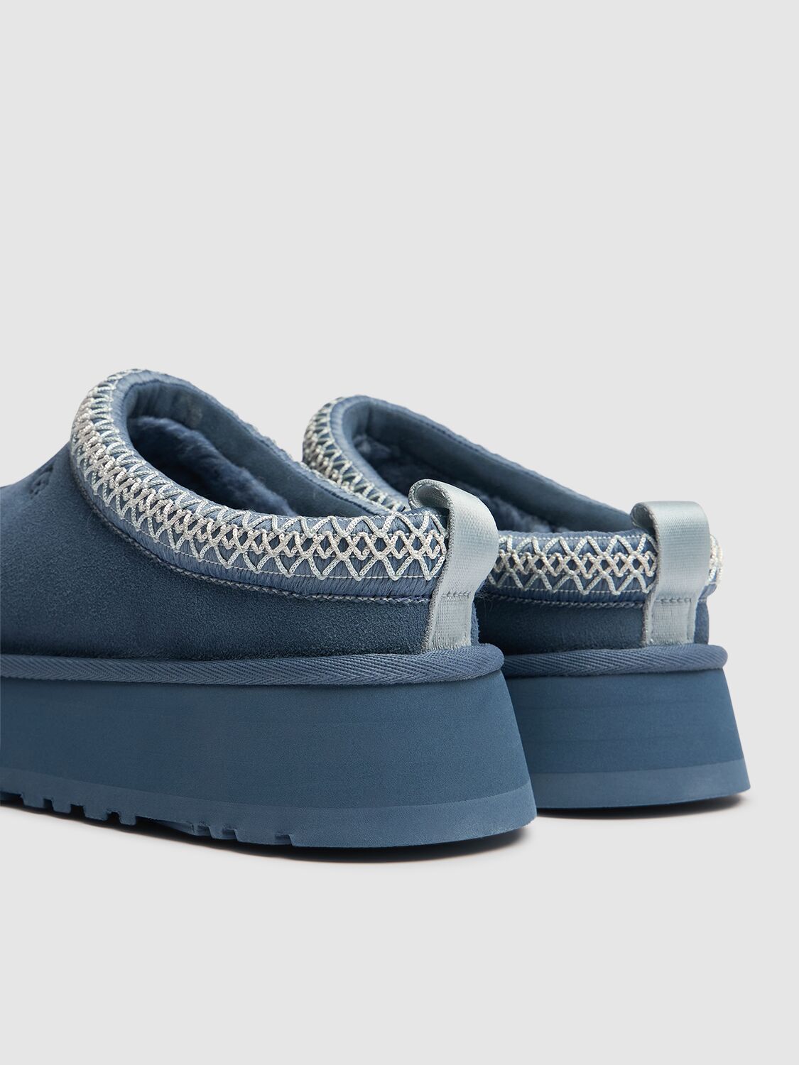 Shop Ugg 44mm Tazz Shearling Platform Loafers In Blue