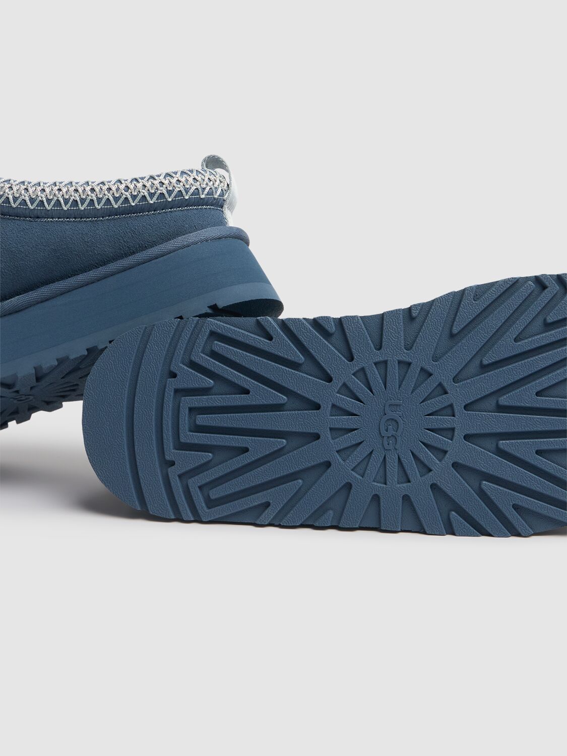 Shop Ugg 44mm Tazz Shearling Platform Loafers In Blue