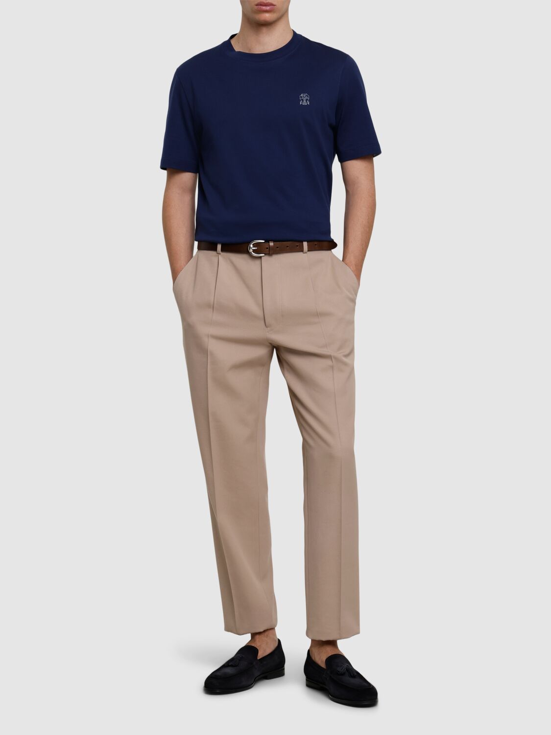 Brunello Cucinelli Cotton Jersey Logo T-shirt In Galassia