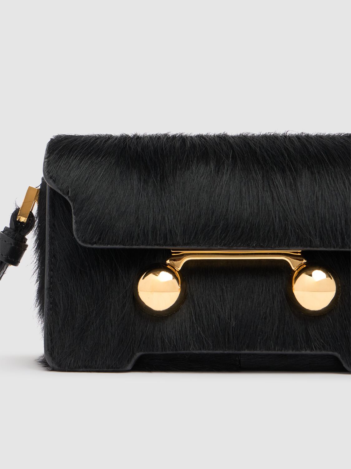 Marni Mini Trunkaroo Ponyhair Shoulder Bag In Black