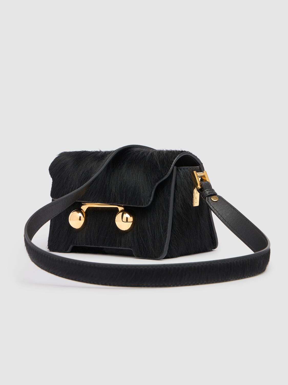 Marni Mini Trunkaroo Ponyhair Shoulder Bag In Black