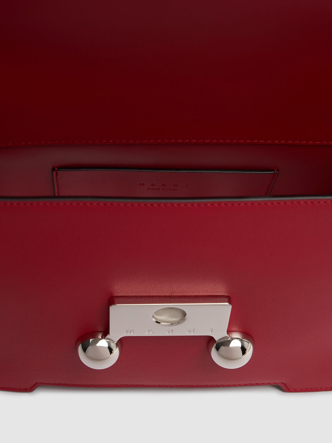 Marni Medium Trunkaroo Leather Shoulder Bag In Hot Red