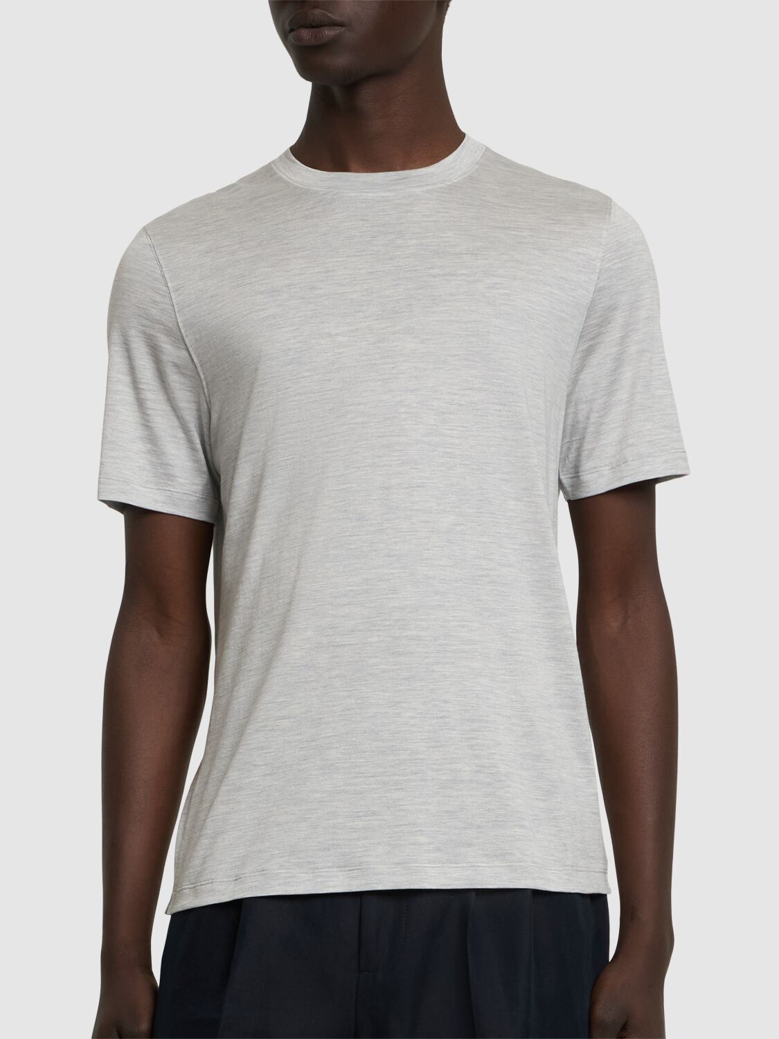 Brunello Cucinelli Silk & Cotton Jersey T-shirt In Perla